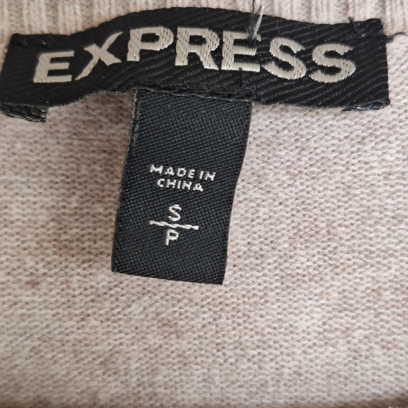 Express Sweater SzS/P Cream Stud Embellished Front Banded Cuff/Hem Cotton/Nylon - Picture 3 of 9